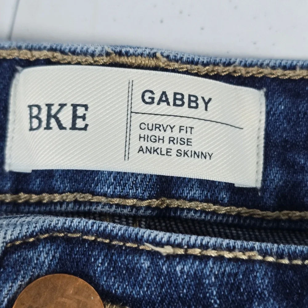 BKE Gabby Curvy Fit High Rise Ankle Skinny Jeans Dark Wash Raw Hem Size 29